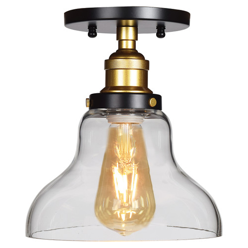 The District Black & Gold 1 Light Semi-Flush (24003LEDDLP-BGL/CLR)