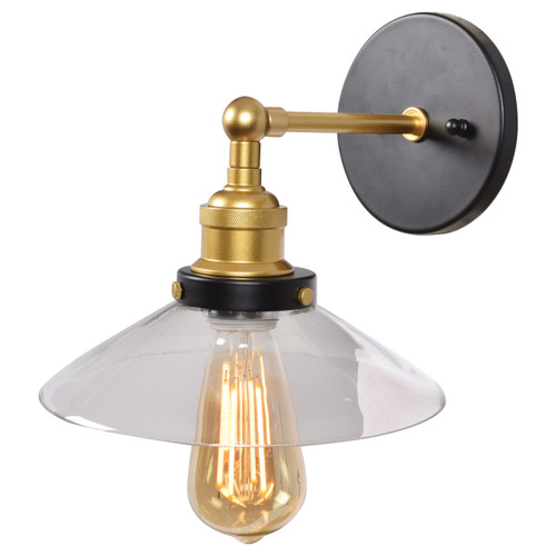 The District Black and Gold 1 Light Indoor Wall Sconce (24000LEDDLP-BGL/CLR)