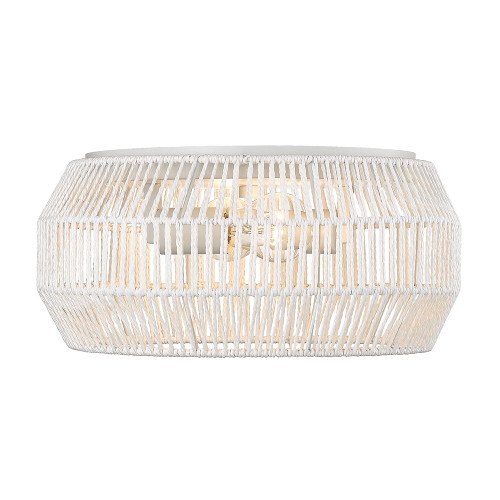 Marlee WHT 2 Light Flush Mount in Matte White with Bleached White Raphia Rope Shade (6076-FM WHT-WR)