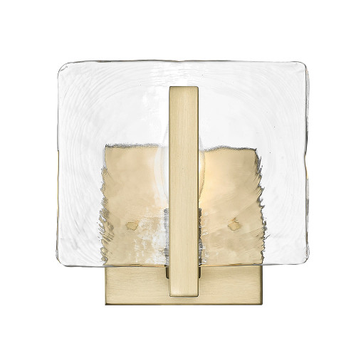 Aenon BCB 1 Light Wall Sconce in Brushed Champagne Bronze with Hammered Water Glass Shade (3164-1W BCB-HWG)