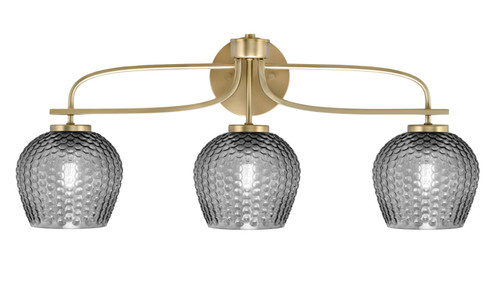 Cavella 3 Light Bath Bar, New Age Brass Finish, 6" Smoke Textured Glass (3913-NAB-4602)