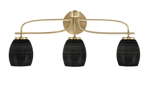 Cavella 3 Light Bath Bar, New Age Brass Finish, 5" Black Matrix Glass (3913-NAB-4029)