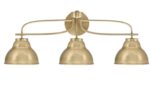 Cavella 3 Light Bath Bar, New Age Brass Finish, 7" New Age Brass Double Bubble Metal Shades (3913-NAB-427-NAB)