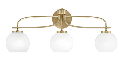 Cavella 3 Light Bath Bar, New Age Brass Finish, 5.75" White Marble Glass (3913-NAB-4101)