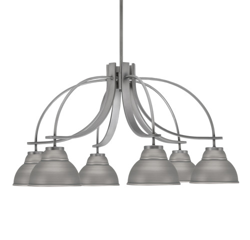 Cavella 6 Light, Downlight Chandelier, Graphite Finish, 7" Graphite Double Bubble Metal Shades (3926-GP-427-GP)