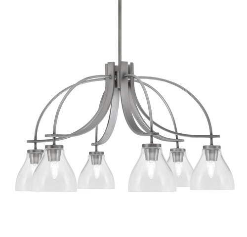 Cavella 6 Light, Downlight Chandelier, Graphite Finish, 6.25" Clear Bubble Glass (3926-GP-4760)