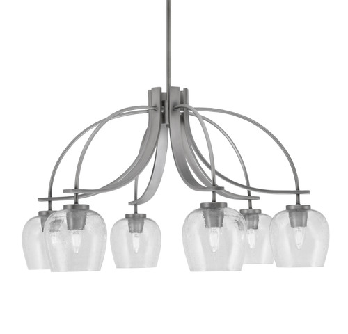Cavella 6 Light, Downlight Chandelier, Graphite Finish, 6" Clear Bubble Glass  (3926-GP-4810)
