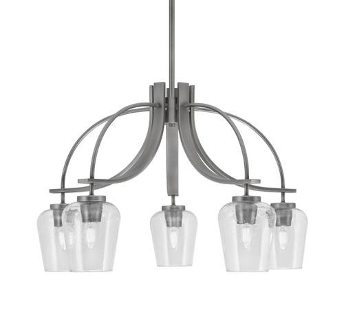 Cavella 5 Light, Downlight Chandelier, Graphite Finish, 5" Clear Bubble Glass (3925-GP-210)
