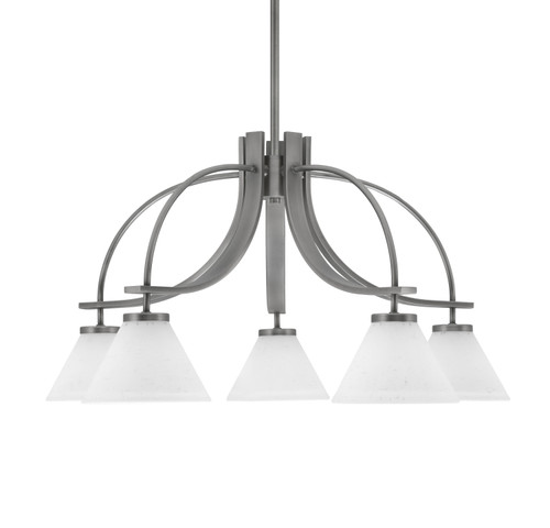 Cavella 5 Light, Downlight Chandelier, Graphite Finish, 7" White Muslin Glass (3925-GP-312)