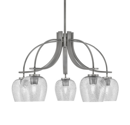 Cavella 5 Light, Downlight Chandelier, Graphite Finish, 6" Smoke Bubble Glass (3925-GP-4812)