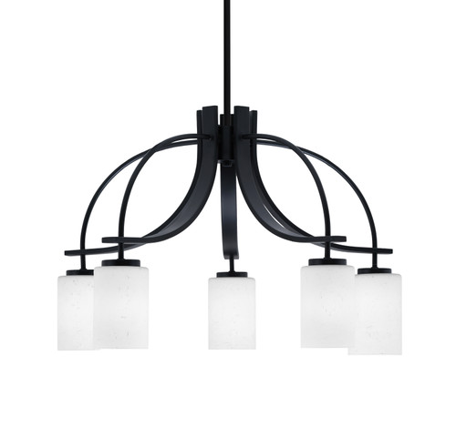 Cavella 5 Light, Downlight Chandelier, Matte Black Finish, 4" White Muslin Glass (3925-MB-310)