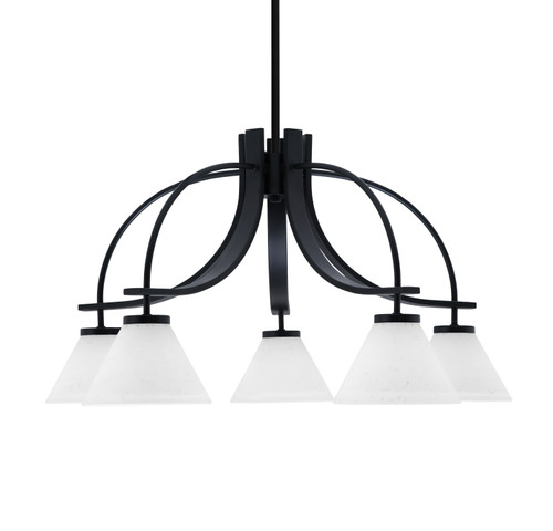 Cavella 5 Light, Downlight Chandelier, Matte Black Finish, 7" White Muslin Glass (3925-MB-312)