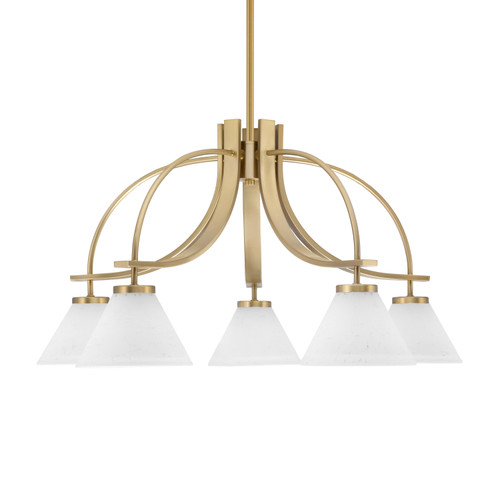 Cavella 5 Light, Downlight Chandelier, New Age Brass Finish, 7" White Muslin Glass (3925-NAB-312)