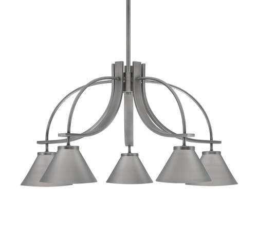 Cavella 5 Light, Downlight Chandelier, Graphite Finish, 7" Graphite Cone Metal Shades (3925-GP-421-GP)