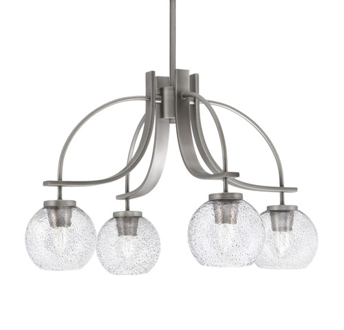 Cavella, 4 Light,Downlight Chandelier, Graphite Finish, 5.75" Smoke Bubble Glass (3924-GP-4102)