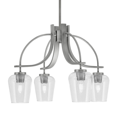 Cavella 4 Light, Downlight Chandelier, Graphite Finish, 5" Clear Bubble Glass (3924-GP-210)