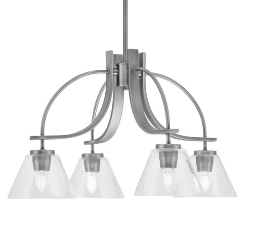 Cavella 4 Light, Downlight Chandelier, Graphite Finish, 7" Clear Bubble Glass (3924-GP-302)