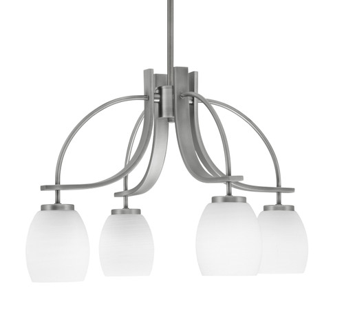 Cavella 4 Light, Downlight Chandelier, Graphite Finish, 5" White Linen Glass (3924-GP-615)