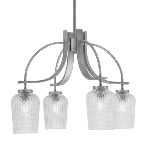 Cavella 4 Light, Downlight Chandelier, Graphite Finish, 5" Clear Textured Glass (3924-GP-4250)