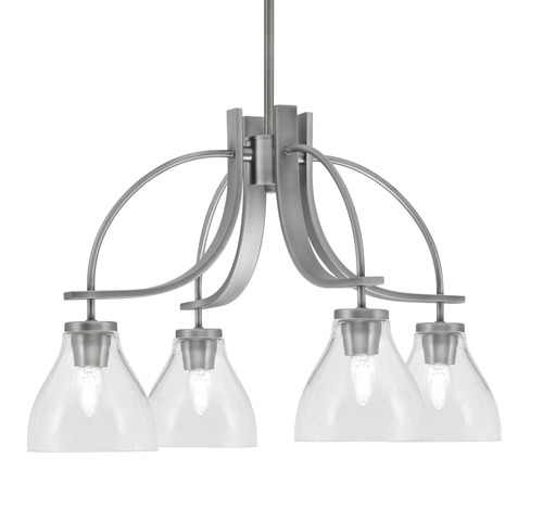 Cavella 4 Light, Downlight Chandelier, Graphite Finish, 6.25" Clear Bubble Glass (3924-GP-4760)