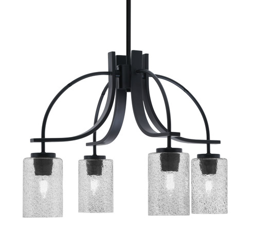 Cavella 4 Light, Downlight Chandelier, Matte Black Finish, 4" Smoke Bubble Glass (3924-MB-3002)