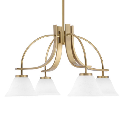 Cavella 4 Light, Downlight Chandelier, New Age Brass Finish, 7" White Muslin Glass (3924-NAB-311)