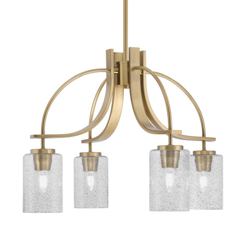 Cavella 4 Light, Downlight Chandelier, New Age Brass Finish, 4" Smoke Bubble Glass (3924-NAB-3002)