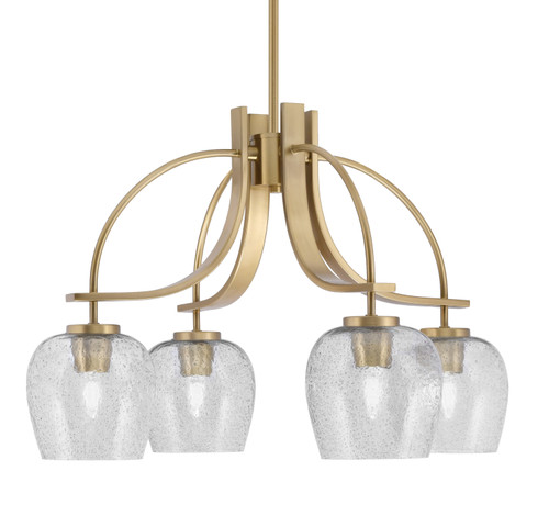 Cavella 4 Light, Downlight Chandelier, New Age Brass Finish, 6" Smoke Bubble Glass (3924-NAB-4812)