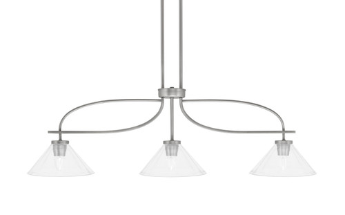 Cavella 3 Light Island Light, Graphite Finish, 10" Clear Bubble Glass (3936-GP-304)