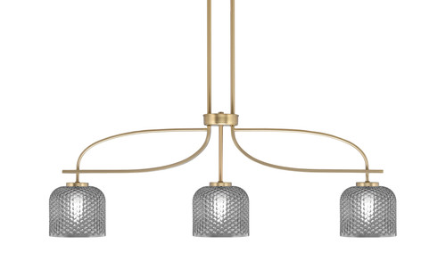 Cavella 3 Light Island Light, New Age Brass Finish, 6" Smoke Textured Glass (3936-NAB-4612)