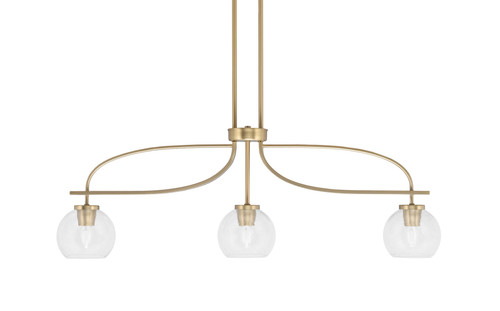 Cavella 3 Light Island Light, New Age Brass Finish, 5.75" Clear Bubble Glass (3936-NAB-4100)