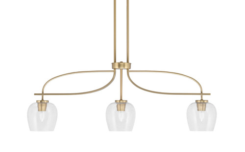 Cavella 3 Light Island Light, New Age Brass Finish, 6" Clear Bubble Glass (3936-NAB-4810)