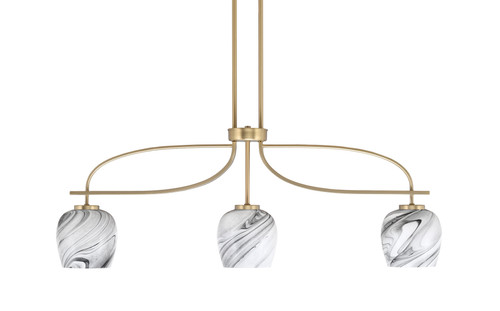 Cavella 3 Light Island Light, New Age Brass Finish, 6" Onyx Swirl Glass (3936-NAB-4819)