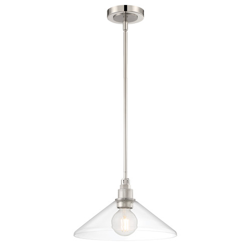 Charis Single Light Pendant - Polished Nickel with Brushed Nickel (6331-PNBN-CL)