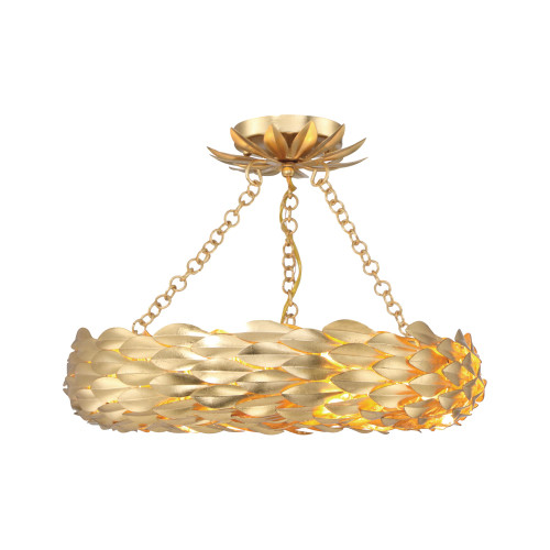 Broche 6 Light Antique Gold Semi Flush Mount (535-GA_CEILING)