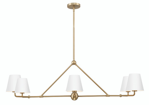 Xavier 6 Light Vibrant Gold + White Chandelier (XAV-B9306-VG-WH)