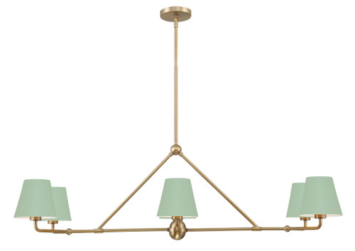 Xavier 6 Light Vibrant Gold + Green Chandelier (XAV-B9306-VG-GR)