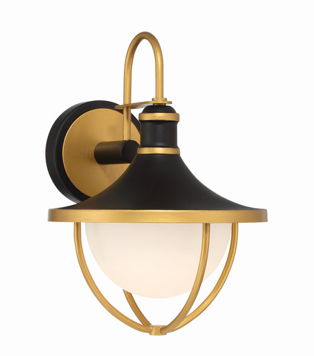 Atlas 1 Light Matte Black + Textured Gold Outdoor Sconce (ATL-701-MK-TG)
