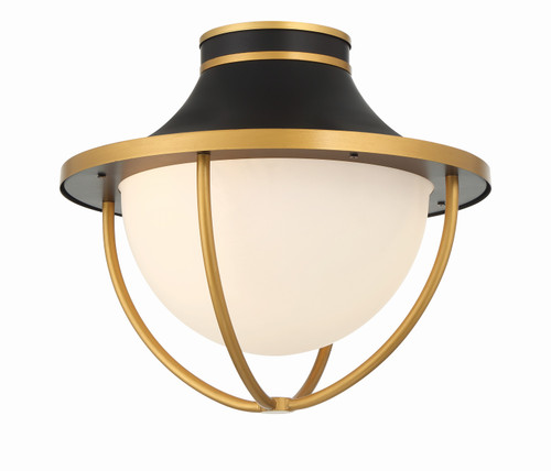 Atlas 2 Light Matte Black + Textured Gold Outdoor Semi Flush Mount (ATL-700-MK-TG)