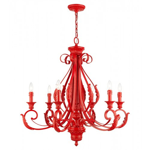 Valencia 6 Light Shiny Red Large Chandelier (49066-72)