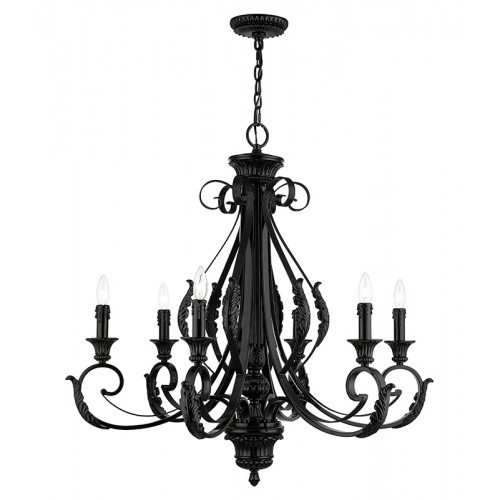 Valencia 6 Light Shiny Black Large Chandelier (49066-68)