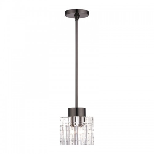 Rotterdam 1 Light Black Chrome Crystal Single Pendant (46181-46)