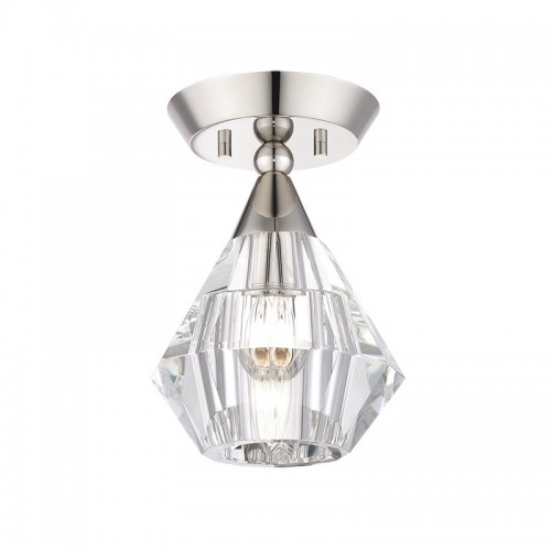 Brussels 1 Light Polished Nickel Crystal Semi-Flush (47070-35)