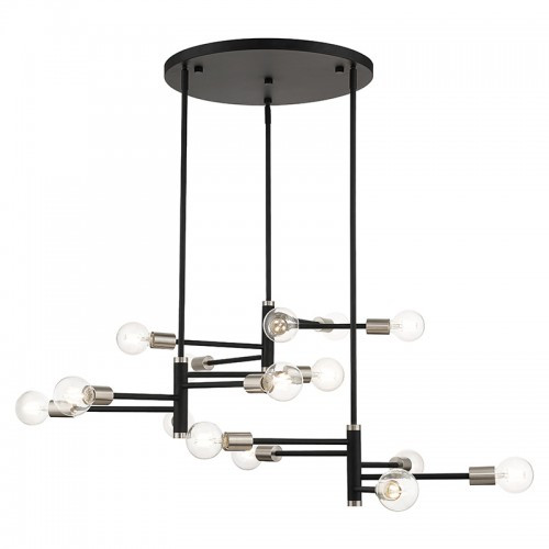 Bannister 15 Light Black Extra Large Chandelier with Brushed Nickel Accents (45869-04)