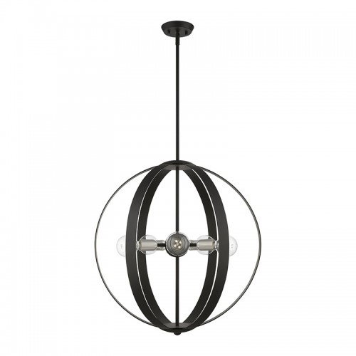 Modesto 5 Light Black Pendant Chandelier with Brushed Nickel Accents (46416-04)