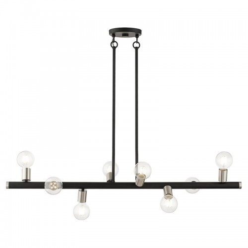 Bannister 8 Light Black Large Chandelier with Brushed Nickel Accents (45868-04)