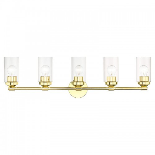 Whittier 5 Light Polished Brass Large Vanity Sconce (18085-02)