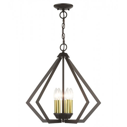 Prism 5 Light English Bronze Chandelier with Antique Brass Finish Accents (40925-92)