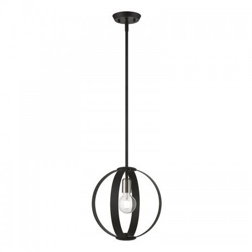 Modesto 1 Light Black Pendant with Brushed Nickel Accents (46413-04)
