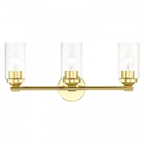 Whittier 3 Light Polished Brass Vanity Sconce (18083-02)